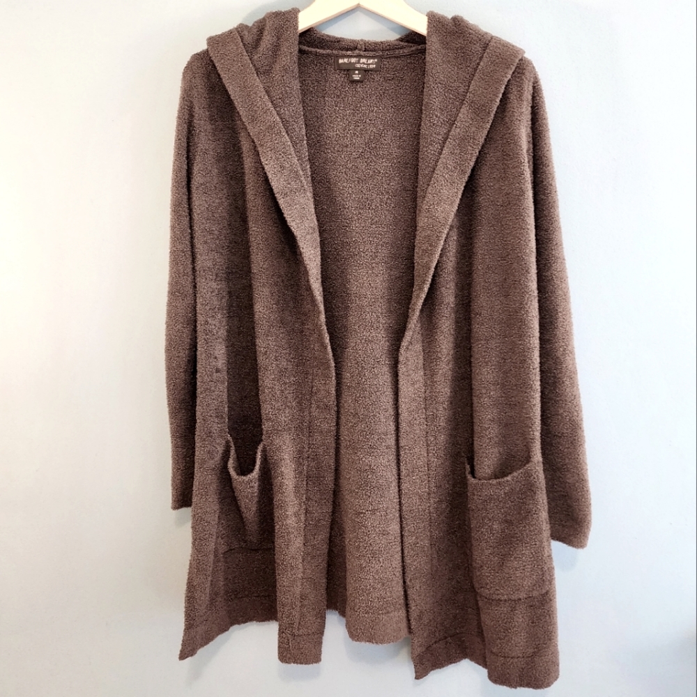 Barefoot Dreams Cozychic Lite Coastal Hooded Cardigan in Carbon Size M